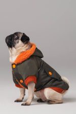 Peluş Astarlı Küçük Irk Köpek Montu Haki